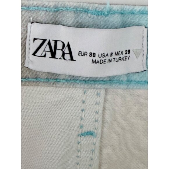 Zara Multicolor Ombre Straight-Leg Jeans Womens Size 6 Rainbow Denim Colorblock - Picture 2 of 9